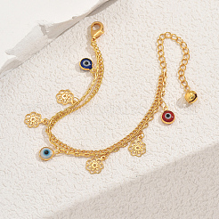 Bracelets multibrins en laiton avec gourmette et chaîne forçat&nbsp;DT4732