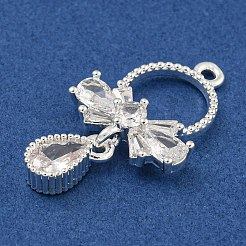 Placage de crémaillère en laiton micro pavé pendentifs en zircone cubique claire&nbsp;KK-F089-10S