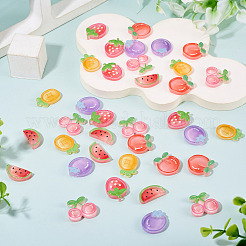 36 pieza de cabujones de resina transparente con temática de frutas de 6 estilos&nbsp;RESI-TADJ0001-27