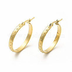 Orecchini a cerchio con puntini rotondi in acciaio inossidabile 201 con perno in acciaio inossidabile 304 per donna&nbsp;EJEW-M214-10D-G