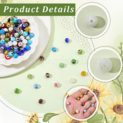 200 pz. 2 sacchetti di perline di vetro millefiori e malocchio fatte a mano&nbsp;LAMP-PA0001-69