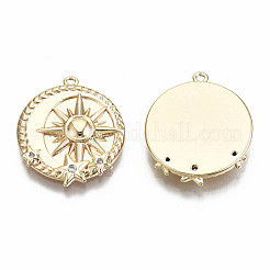 Pendenti in zirconi cubici trasparenti in micro pavè di ottone&nbsp;X-KK-S356-219G-NF