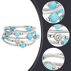 4 Stück Wickelarmband-Set mit runden Perlen und natürlichen Edelsteinen in 4 Stilen&nbsp;BJEW-AN0001-35