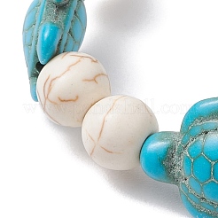 Runde Stretch-Armbänder aus synthetischen Türkis- und Magnesitperlen in Schildkröten-Färbung für Damen&nbsp;BJEW-JB10936-01