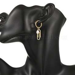Boucles d'oreilles créoles en laiton avec perles de culture d'eau douce naturelles&nbsp;EJEW-JE07384