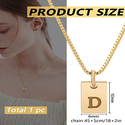 Collier avec pendentif rectangulaire en forme de lettre en acier inoxydable 1 pièce&nbsp;NJEW-LP0001-34D-G