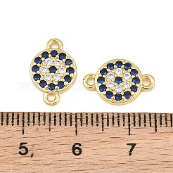Breloques connecteurs en laiton serties de micro-pavés de zircone cubique bleu de Prusse&nbsp;CU-CBA1F94-02G