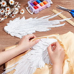 Gestickte Spitzenapplikationen aus Polyester mit Flügelmuster&nbsp;DIY-WH0530-95