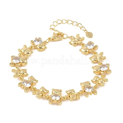 Armbänder aus Messing mit Mikropavé-Fassung und Zirkonia-Gliederkette für Damen&nbsp;BJEW-K248-05G-01