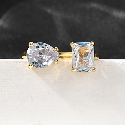 Anillos de puño de circonita cúbica micro pavé de latón para mujer&nbsp;RJEW-F181-08G-01
