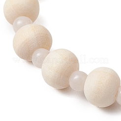 Bracelets extensibles en turquoise synthétique et perles de bois et de verre pour garçons et filles&nbsp;BJEW-JB11127-03