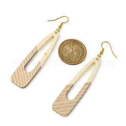 Pendientes colgantes de resina y madera de dos tonos&nbsp;EJEW-JE05508-02