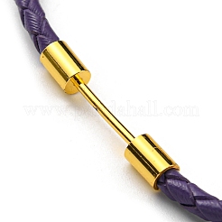 Bracelet à maillons colonne en laiton avec cordons en cuir&nbsp;BJEW-G675-05G-13