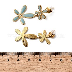 Ohrstecker mit Emaille-Blumenmotiv aus 304 Edelstahl&nbsp;EJEW-G451-02G