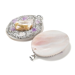 Barocke natürliche Süßwassermuschel Polymer Clay Strass große Anhänger&nbsp;BSHE-P033-14B