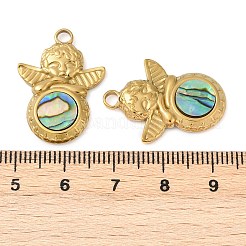 Anhänger aus natürlicher Paua-Muschel aus Edelstahl 304&nbsp;STAS-L288-01G-01