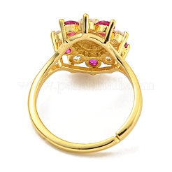 Anillos ajustables ovalados con circonita cúbica micropavé de latón chapado en rejilla para manos&nbsp;RJEW-I105-04G-07