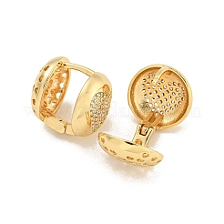 Aretes tipo argolla con circonita cúbica transparente y pavé de latón&nbsp;EJEW-M258-19G