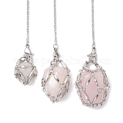 3 stücke 3 arten 304 edelstahl kette macrame beutel leere stein halter wünschelrutenpendel&nbsp;HJEW-JM02323-02