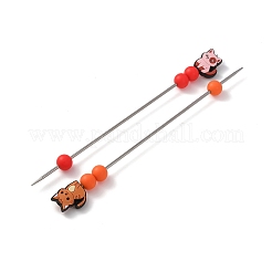 12 perle en silicone en forme de chat (12 styles différents) avec aiguilles à tricoter en acier inoxydable&nbsp;AJEW-ME00026