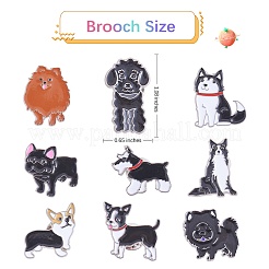 9 Stück 9 Stil Pudel & Sibirier & Schnauzer & Chihuahua & Bordüre Emaille-Anstecknadel mit Messing-Schmetterlingsverschlüssen&nbsp;JEWB-SZ0001-77