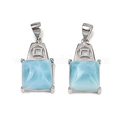 2 Stück quadratische Münzanhänger aus natürlichem Larimar&nbsp;SJEW-D300-01P