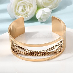 Bracelets manchettes ouvertes multichaînes en acier inoxydable 304&nbsp;BJEW-K264-06G