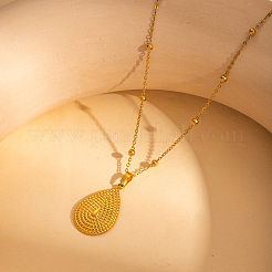 Collar de cadena satélite con colgante de lágrima de acero inoxidable 304 para mujer&nbsp;FS-WGC8C1B-01
