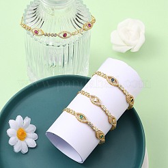 Bracelet coulissant oeil de cheval avec zircone cubique&nbsp;BJEW-SZ0002-08D