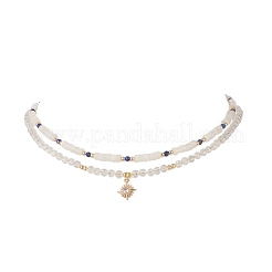 Colliers de jade blanc naturel et de perles de cristal&nbsp;NJEW-JN04137