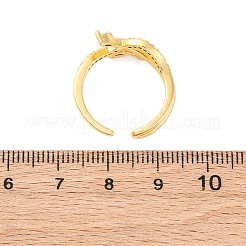 Bagues de manchette en laiton avec micro pavé de zircone cubique transparente pour femmes&nbsp;RJEW-U047-10G