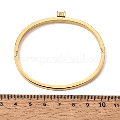 Bracciali rigidi da donna in acciaio inossidabile 304 con chiusura a cerniera e cuori impreziositi da zirconi cubici trasparenti.&nbsp;SA-CBAC920-17G