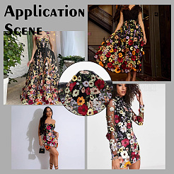 Ethno-Stil bestickte Blumen Polyester-Tüll-Spitzenstoff&nbsp;AJEW-WH0314-508