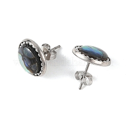 Boucles d'oreilles à clous en nacre d'ormeau et laiton pour femmes&nbsp;EJEW-JE07472-02