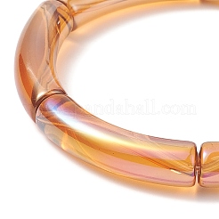4 Uds. Juego de pulseras elásticas de tubo curvo acrílico de 4 colores para mujer&nbsp;BJEW-JB09305-02