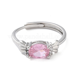 Bagues solitaires réglables en laiton avec zircone cubique&nbsp;RJEW-B056-07