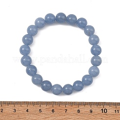 Pulseras elásticas de cuentas redondas de angelita natural peruana para mujeres y hombres&nbsp;BJEW-JB13863