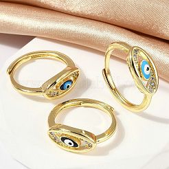 Bagues en laiton micro pavées en zircone cubique transparente émaillée pour femmes&nbsp;RJEW-L113-024G