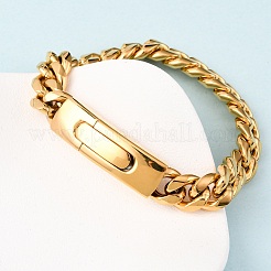 Bracelets à maillons cubains en acier inoxydable 304 pour hommes et femmes&nbsp;BJEW-C124-02G