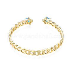 Brazalete abierto con estrella de circonita cúbica&nbsp;BJEW-N012-017