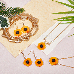 Set di gioielli a forma di girasole con perline di perle finte&nbsp;SJEW-FI0001-30