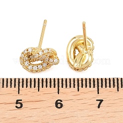 Ohrstecker aus Messing mit Knotenmuster und Mikropavé-Fassung aus Zirkonia&nbsp;EJEW-C174-01G-06