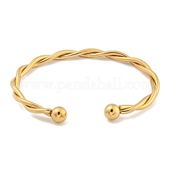 Bracelets manchettes torsadés en acier inoxydable 304 plaqué ionique (IP) pour femmes&nbsp;BJEW-P331-08G