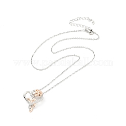 Klares Zirkonia-Herz mit Rosenanhänger-Halskette&nbsp;LS-NJEW-F293-01A-RG