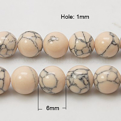 Filo di perline turchesi sintetici&nbsp;TURQ-H038-6mm-XXS06