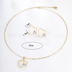 Set di gioielli a forma di cuore con zirconi trasparenti e perla finta in plastica&nbsp;ZC3739-1