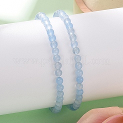 4 mm rundes Armband aus natürlich gefärbten Aquamarinperlen für Männer&nbsp;X-KG3069-23