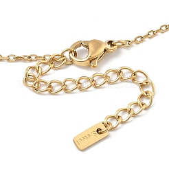 Collar de cadena tipo cable con colgante de lazo y corazón de acero inoxidable 304 con revestimiento de iones (IP) para mujer&nbsp;NJEW-F328-10G