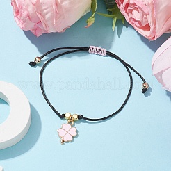 Braccialetto con ciondolo a forma di trifoglio smaltato in lega&nbsp;BJEW-JB09962-03