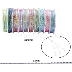 1 sol 10 rouleaux Cordons polyester métallisé 3 plis&nbsp;MCOR-CJ0001-06